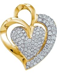 1.0CTW DIAMOND HEART PENDANT CHARM 14K Yellow-gold