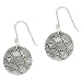 Sterling Silver Spiral Textured Concave Disc Drop Earrings