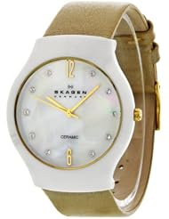 Skagen Womens 817SWLTC Quartz Ceramic Mother-Of-Pearl Dial Watch