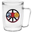 Jewish Peace, Love, Happiness 18 oz Insulated Coffee Mug, Clear