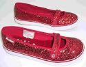 Skechers Girls 83241L/RED red glitter rocket dog dolly pumps