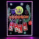 LED Message Board, Woodsam (TM) 32"x24" Flashing Illuminated Erasable Fluorescent Writing Sign