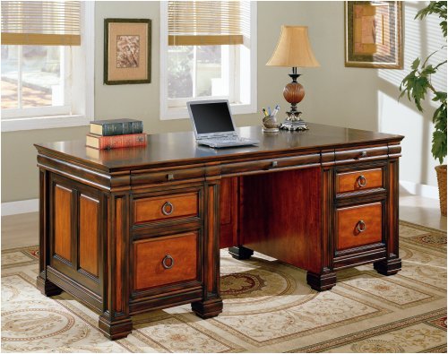 Dark Two Tone Finish Executive Desk
