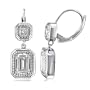 Valentine Day Sterling Silver Emerald CZ Dangle Leverback Earrings