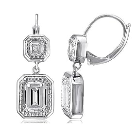 Buy Sterling Silver Earrings Emerald CZ Dangle Leverback Earrings - Ideal Gift For Mother Day,... by NewOutlet
