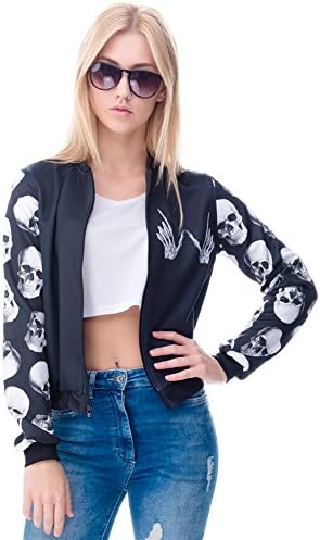 Punk Skull 3D Printed Bomber Jacket women Top