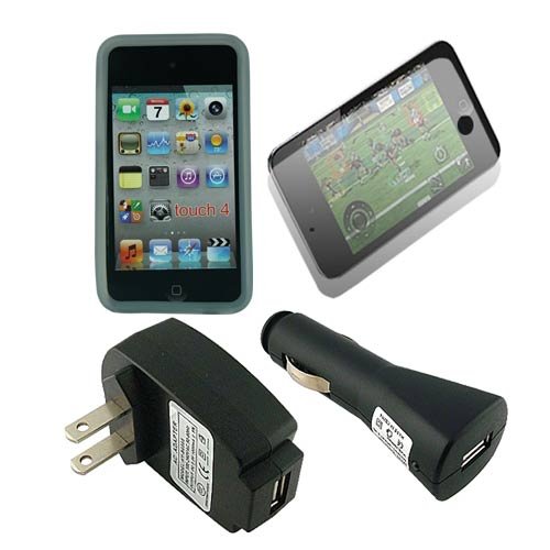 Skque Smoke Silicone Skin Case for Apple iPod Touch 4G + Screen Protector+Wall+CAR Charger Skque Smoke Silicone Skin Case for Apple iPod Touch 4G + Screen Protector+Wall+CAR Charger