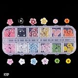 EOZY 60Pcs 3D Fleur Acrylique UV Lame Gel Nail Art Téléphone DIY Décoration