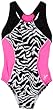 Speedo Girls 7-16 Zebra Side Splice 1 Piece Swimsuit