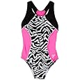 Speedo Girls 7-16 Zebra Side Splice 1 Piece Swimsuit