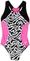 Speedo Girls 7-16 Zebra Side Splice 1 Piece Swimsuit