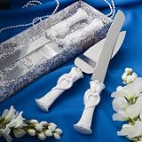 Wedding Cake Knife / Server Set with Bride & Groom Design