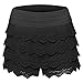 Women's Elastic Waist Tiered Crochet Lace Scallop Hem Casual Mini Shorts
