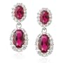 Sterling Silver Created Ruby & Cubic Zirconia Double Oval Drop Earrings by Cheline