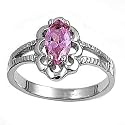 Sterling Silver Baby Ring - 2mm Band Width - 11mm Face Height - Sizes: 1-4 Pink CZ