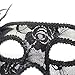 Venetian Lace Mask with Flower for Masquerades, Costume Balls, Prom, Mardi Gras (Black)