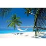 Maldive Island Tropical Hammock Art Poster Print - 36x24
