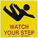 Brady 77226,  B946 Picto Label 8-1/4 X 8-1/4 Blk,Red/Yel, 8 1/4" Height x 8 1/4" Width, Black/Red on Yellow, Legend "Watch Your Step (W/ Picto)"  (1 per Order)