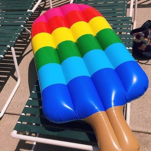 Inflatable Rainbow Popsicle Pool Float Ice-lolly Pool Toy Ride On Beach Toy Hot Summer Swimming Entertainment Water Inflatable Swim Ring Cute Design For Unique You