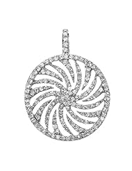 0.85 Carat (ctw) 14k White Gold Round Diamond Ladies Circle Swirl Pendant