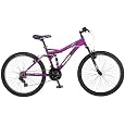 Mongoose Women's Status 2.2 Full Suspension Bicycle (26-Inch Wheels), Matte Purple, 16-Inch