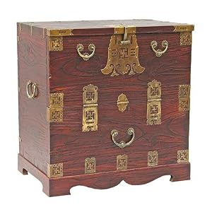 Antique-Style Wood and Brass Chest