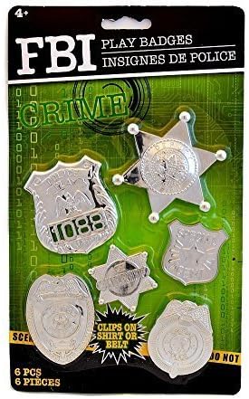 Pretend Play FBI Badges Set of 6 Silver by FBI Play Badges