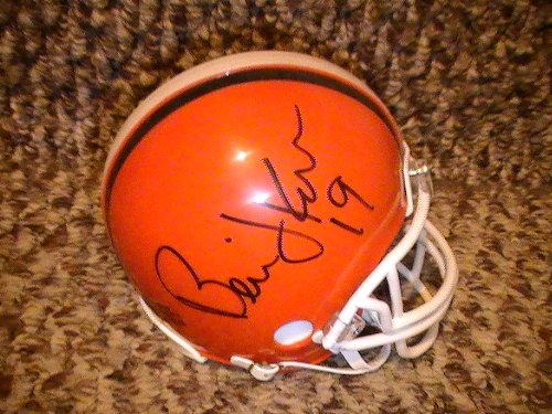 BERNIE KOSAR SIGNED AUTOGRAPHED CLEVELAND BROWNS MINI HELMET COA + HOLOGRAM