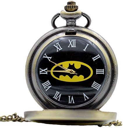 Fashion Batman Dial Yellow&Black Quartz Pocket Watch Analog Pendant Necklace Men Women Watches