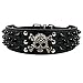 Berry Pet Spiked Leather Dog Collar - 3 Rows Bullet Rivets Studded PU Leather - Cool Skull Pet Accessories Best Choice for Medium and Large Dogs,Black 21-24