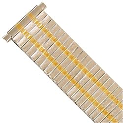 Watch Band Expansion Metal Stretch Two Tone Silver-Gold Thin Line fits 17mm to 21mm