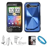 Blue Metallic Cosmo Wave Design Protective Snap-On Case Cover for HTC Droid ....