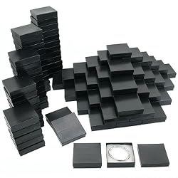 100 Black Stripe Cotton Filled Jewelry Gift Boxes 3.5"