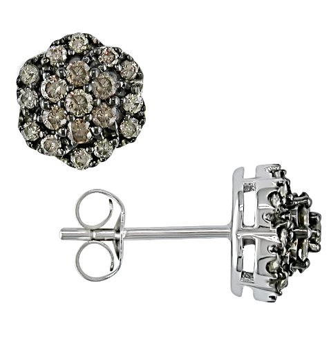 10KW 1/2ctw brown diamond flower stud earrings