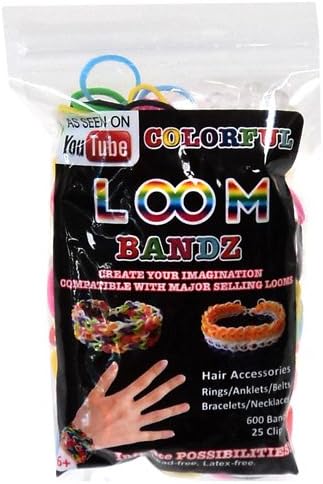 New Loom Bandz - For Rubber Band Bracelets - Refill Pack of 600 Pieces & 25 Clips!! - Multi-assorted Pack - 100% Compatible with Rainbow Looms