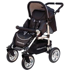 X-Adventure Crossover Pram Pushchair Carry Cot Combination (Black)
