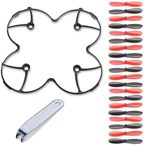 Alwayswish 20pcs Propeller Blades(Black and Red) and 1pcs Protection Guard Cover (Black) and Wrench Tool for Hubsan X4 H107C H107D Quadcopter Airplane.