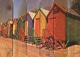 Gizaun Art Colored Cabanas 33-Inch by 24-Inch Inside/Outside Wall Art, Full Color on Cedar Gizaun Art Colored Cabanas 33-Inch by 24-Inch Inside/Outside Wall Art, Full Color on Cedar