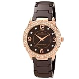 AK Anne Klein Ladies Crystal Bezel Ceramic Watch Dark Brown 10/9928RGBN
