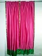 2 Rani Pink Green Border Art Silk Sari Curtains Window Treatment 96"