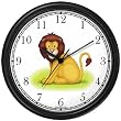 Lion (Whole Body) Cartoon JP Wall Clock by WatchBuddy Timepieces (Black Frame)