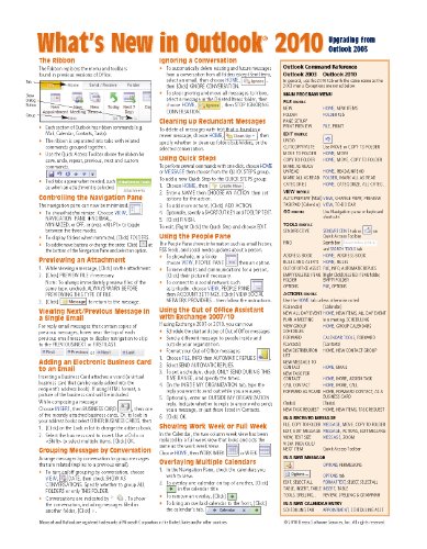 What's New in Outlook 2010 (from 2003) Quick Reference Guide (Cheat Sheet of New Features & Instructions - Laminated Card)