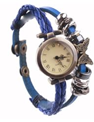 Neewer Womens Fashion Accessories Vintage Butterfly Rivet Bangle Weave Wrap Around Bracelet Wrist Watch