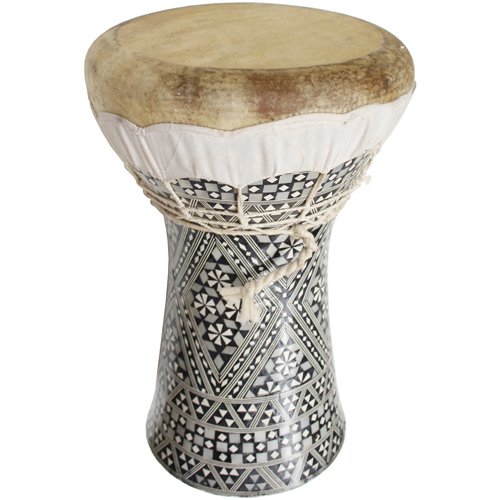 Egyptian Ceramic Dumbek, Extra Large Inlaid