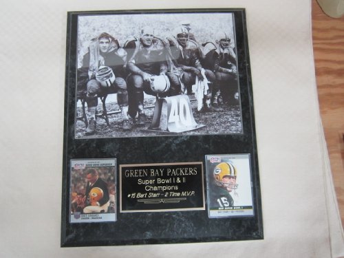 Green Bay Packers Super Bowl I Champions 2 Card Collector Plaque w/VINTAGE 8x10 MUD PHOTO!