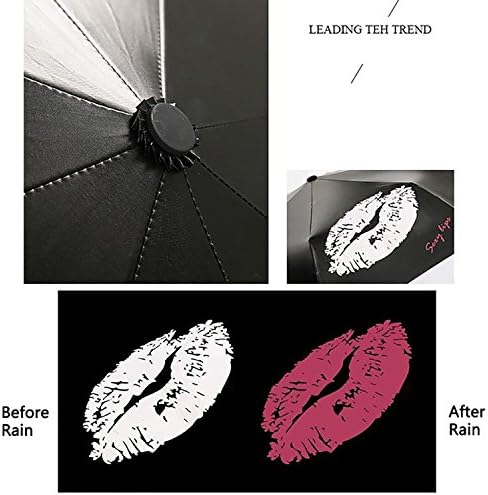 ZCUMB Color Change Travel Compact Folding Umbrella UV Protection Compact black sexy lips