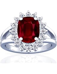 Platinum Cushion Cut Ruby Ring With Sidestones