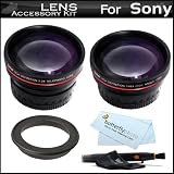 Vivitar Lens Kit For Sony A55, A33, A35, A65 DSLR SLT A55, SLT A33 SLT-a35 SLTA35K SLT-A65V Includes 0.43x HD Wide Angle lens w/Macro + 2x Telephoto Lens + Lens Pen Cleaning Kit + MicroFiber Cleaning Cloth