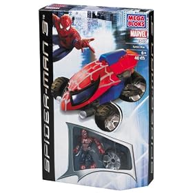 Mega Bloks Marvel-  3 -Wheeler Attack Bike with Red Spiderman and Rhino