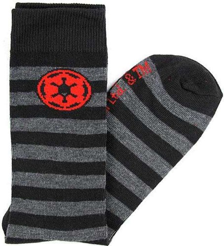 Star Wars Imperial Logo Striped Men's Crew Socks Size 6-12 Grey